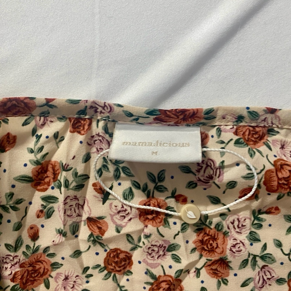 Mama Licious Maternity milkmaid Floral Off the shoulder Mini Dress size M - Picture 2 of 8